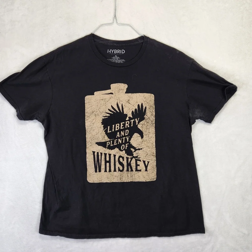 Hybrid Apparel Liberty and Plenty of Whiskey Flask Eagle Graphic Tee Black XL